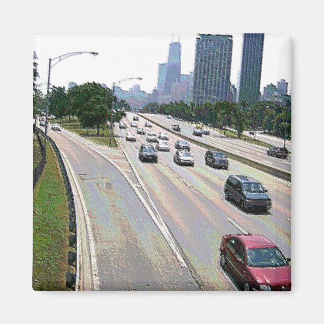 Chicagoer Verkehr in Sandstone Magnet (Vorne)