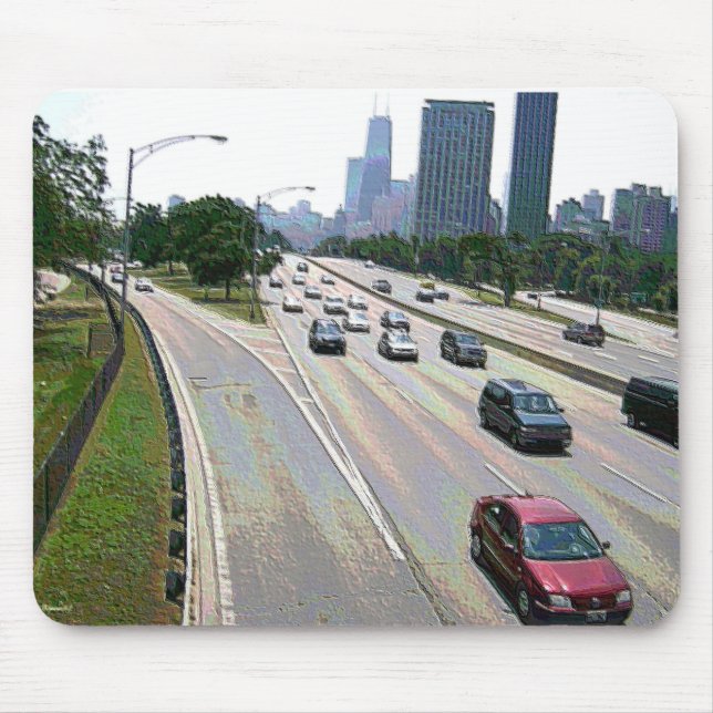 Chicagoer Verkehr in Sandstone Mousepad (Vorne)