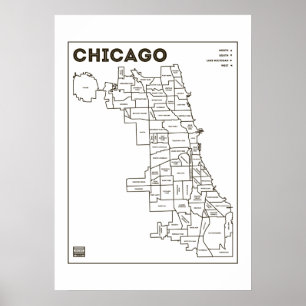 Chicago'Hauben-Karten-mutiges Stern-Plakat Poster