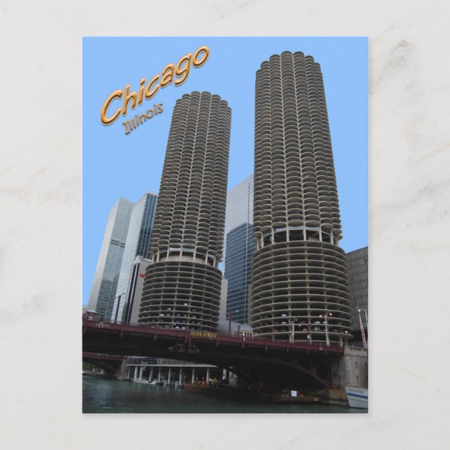 Chicagos Marina Towers Postkarte (Vorderseite)