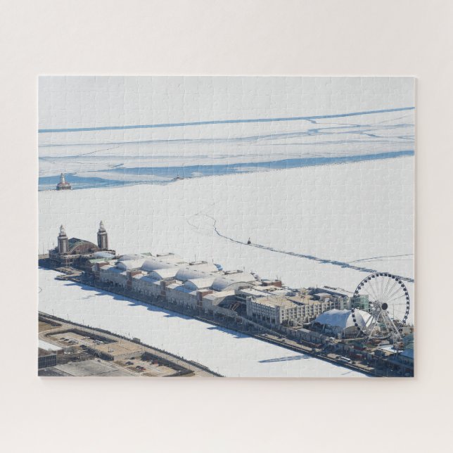Chicagos Marinepier im Winter Puzzle (Horizontal)