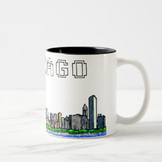 Chicagoskyline-Pixel-Kunst-Kaffee-Tasse Zweifarbige Tasse
