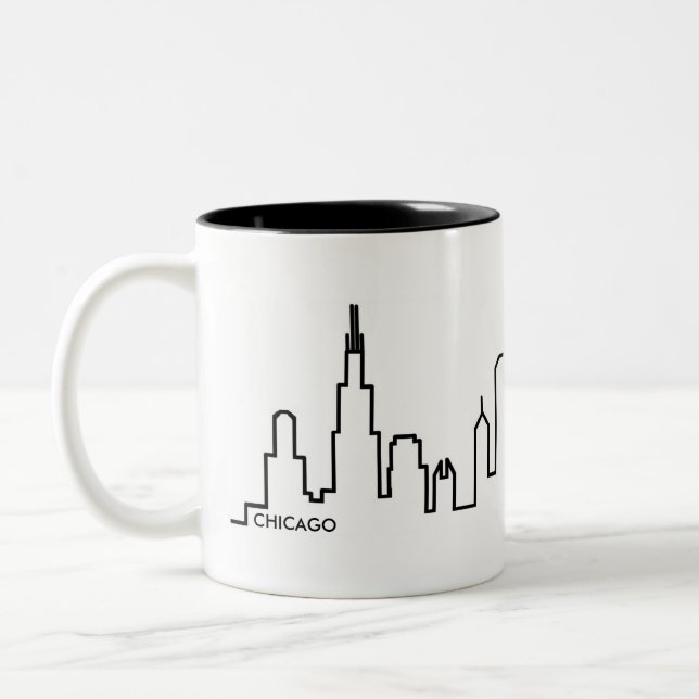 Chicagoskyline-Tasse Zweifarbige Tasse (Links)