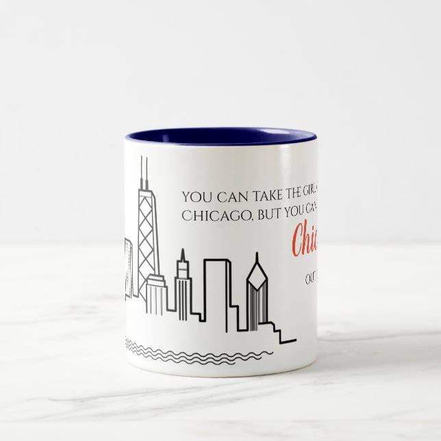 Chicagoskyline-Zitat-Tasse Zweifarbige Tasse (Mittel)