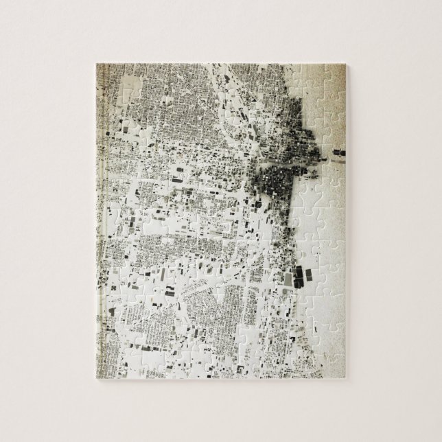 Chicagostraßen-und -Gebäude-Vintage Karte Puzzle (Vertikal)