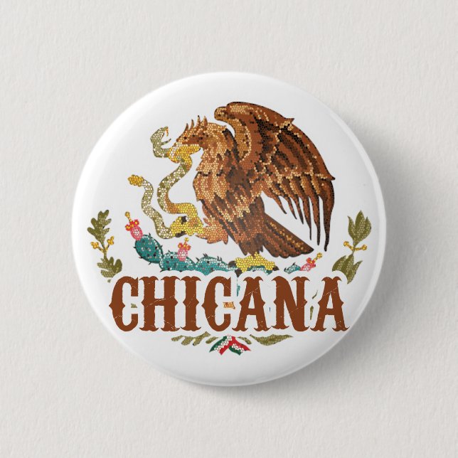 Chicana Mexiko Wappen Button (Vorderseite)