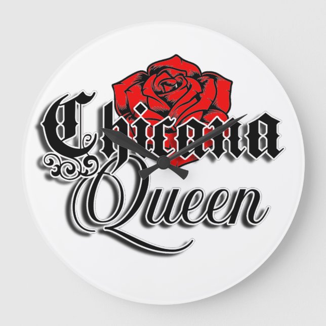 Chicana-Queen-Wanduhr Große Wanduhr (Vorderseite)