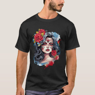 Chicano Girl Mexico Blume Death Hübsch T-Shirt