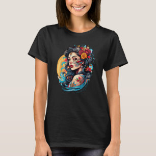 Chicano Girl Mexico Blume Tod Hübsch 2 T-Shirt