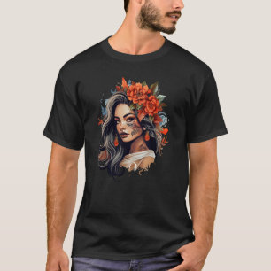 Chicano Girl Mexico Blume Tod Hübsch 5 T-Shirt