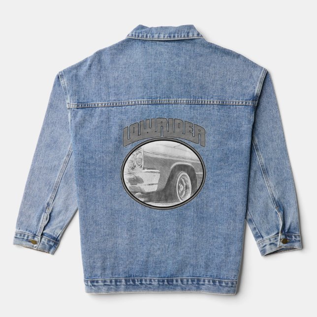 Chicano Style Lowrider Chicano Cholo Mens Vintag Jeansjacke (Rückseite)