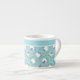 Chicespresso-Kaffee-Tasse: Blau, Spaß-Schaf-Muste Espressotasse