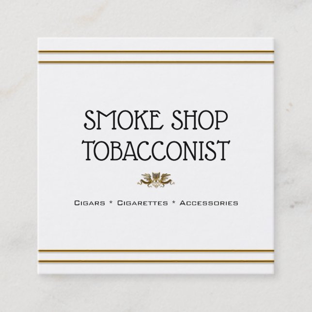 Chicgoldweißer Adler-Wappen minimilist Tabak Quadratische Visitenkarte (Vorderseite)