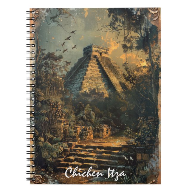 Chichen Itza Mexico Vintage Travel Artwork Notizblock (Vorderseite)