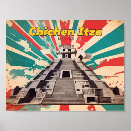 Chichen Itza Mexiko Pop Kunst-Reise-Illustration Poster