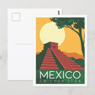 Chichen Itza Mexiko Reiseort Illustration Postkarte