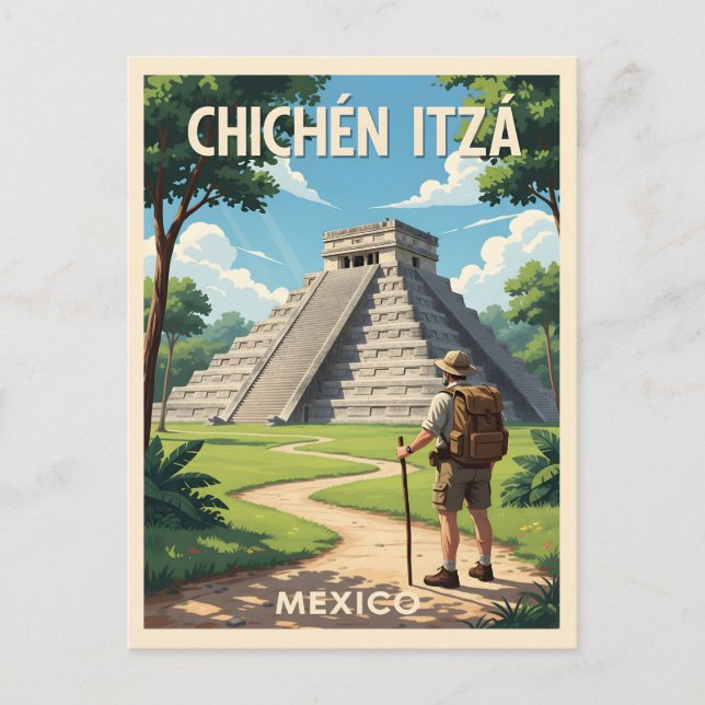 Chichén Itzá Mexiko – Tempel von Kukulcán Postkarte (Vorderseite)