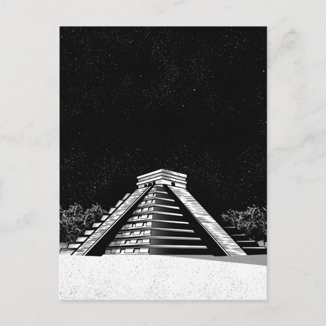 Chichen Itza Pyramide und Nacht Postkarte (Vorderseite)
