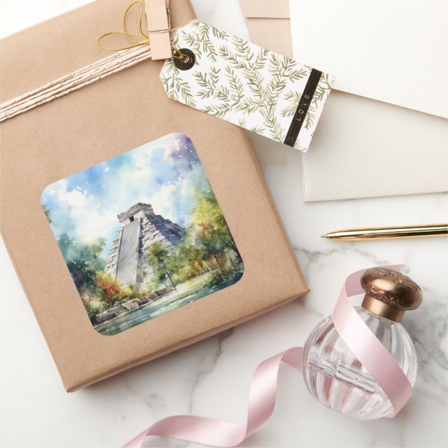 Chichen Itza Quadratischer Aufkleber (Schenken)