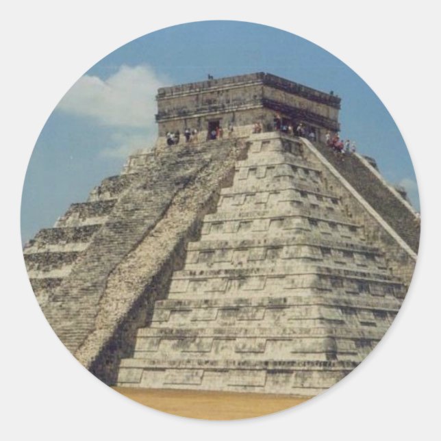 Chichen Itza Runder Aufkleber (Vorderseite)