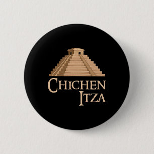 Chichen Itza und Pyramide für sommerliche archäolo Button