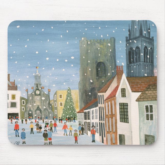 Chichester-Kathedrale eine Schnee-Szene Mousepad (Vorne)