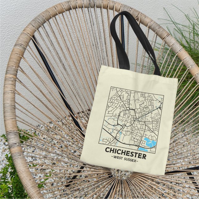 Chichester, West Sussex City Map Tote Bag Tragetasche (Von Creator hochgeladen)