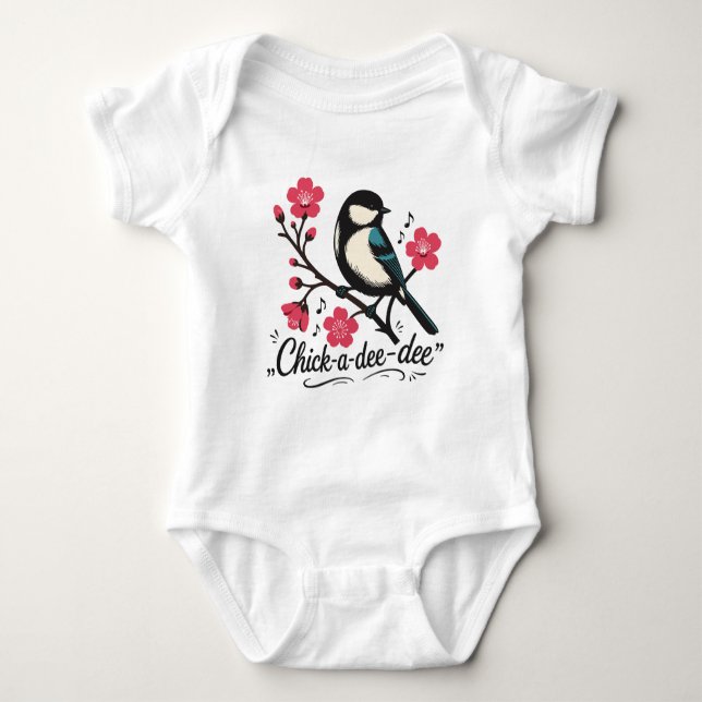 Chick-a-dee-dee-dee Meisen-Vogelruf Baby Strampler (Vorderseite)