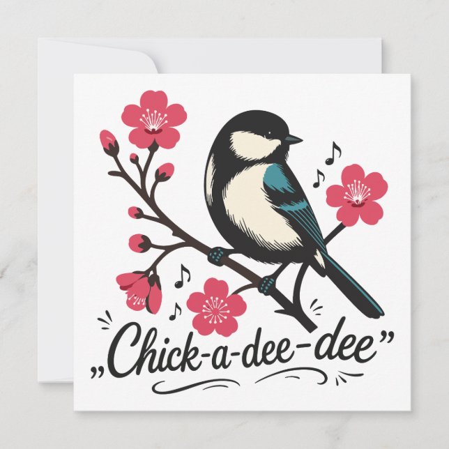 Chick-a-dee-dee-dee Meisen-Vogelruf Einladung (Vorderseite)