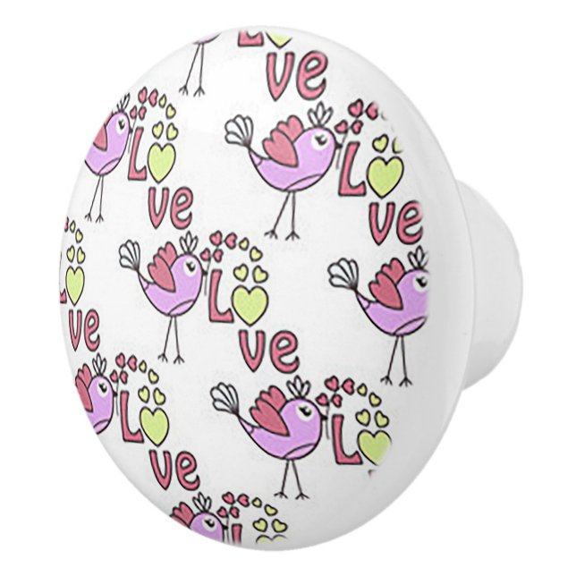 Chick-a-Dee Love Ceramic Door Knob Keramikknauf (Rechts)