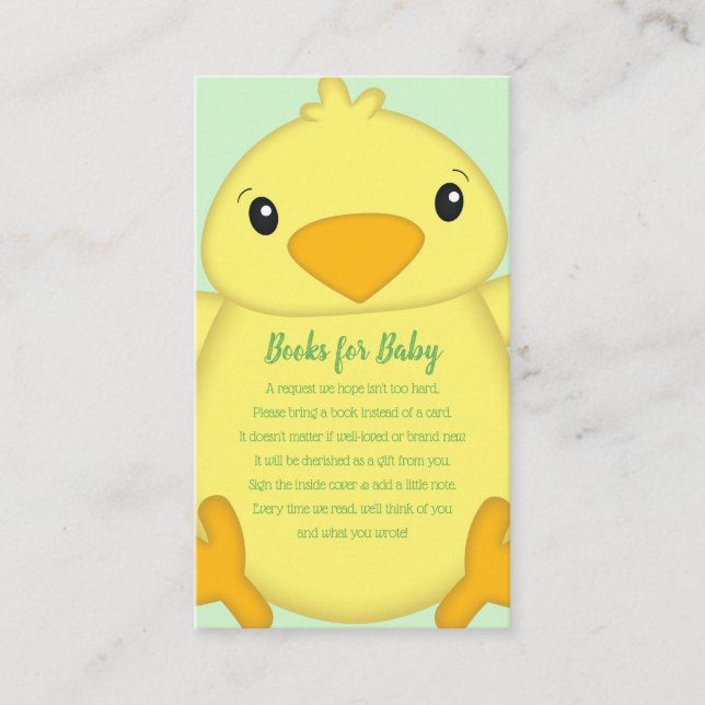 Chick Baby Dusche Green Begleitkarte (Vorderseite)