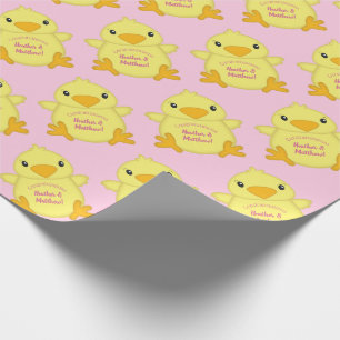 Chick Baby Dusche Pink Geschenkpapier
