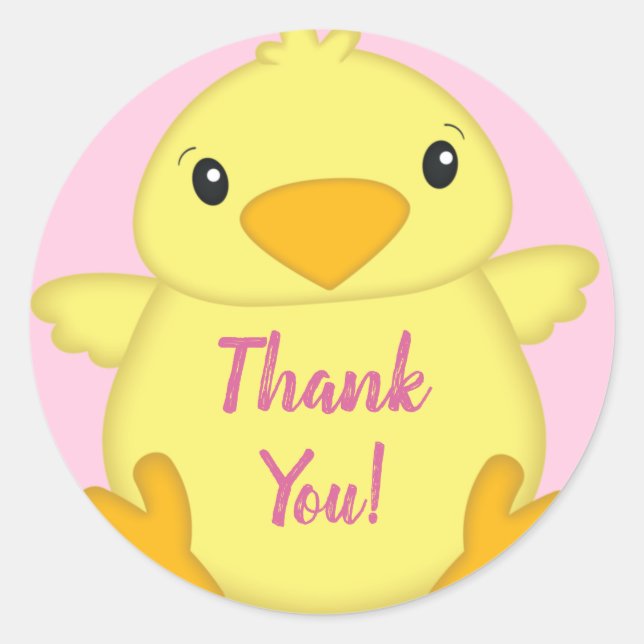 Chick Baby Dusche Pink Runder Aufkleber (Vorderseite)