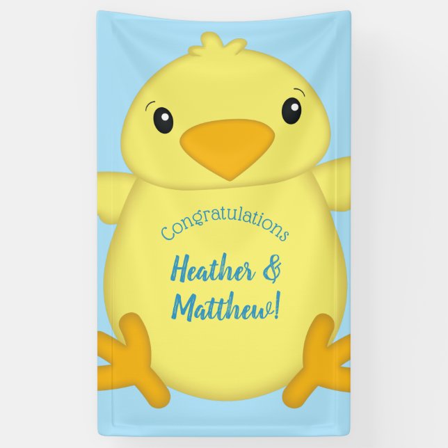 Chick Baby Shower Blue Banner (Vertikal)