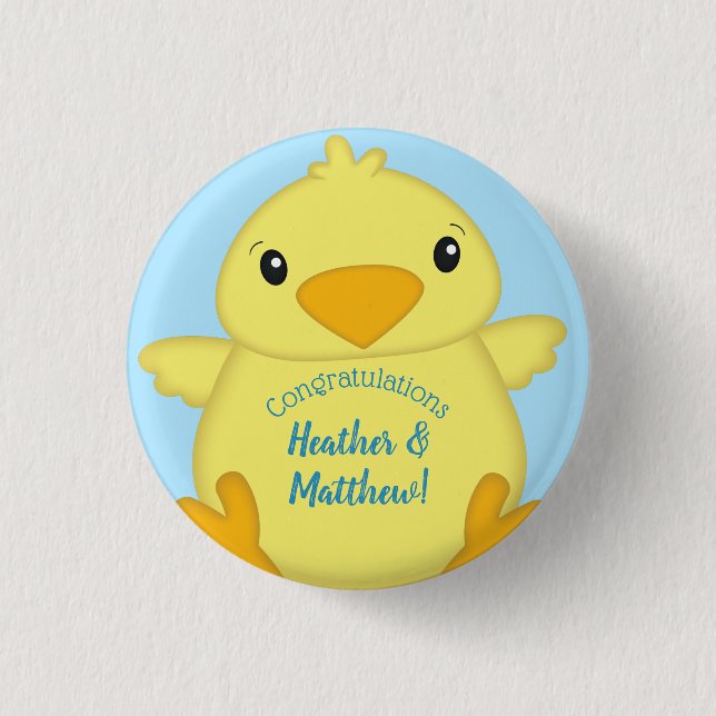 Chick Baby Shower Blue Button (Vorderseite)