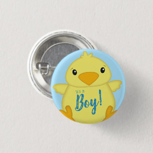 Chick Baby Shower Blue Button