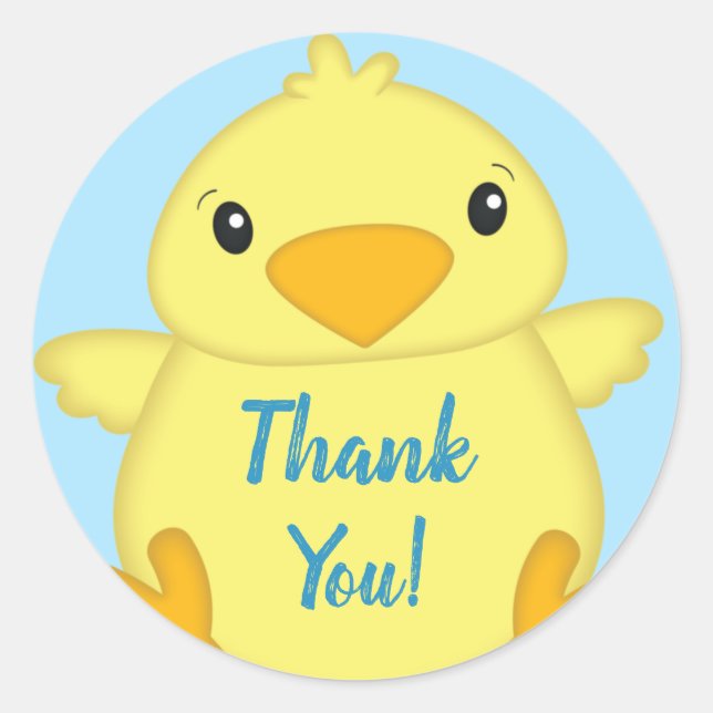 Chick Baby Shower Blue Runder Aufkleber (Vorderseite)