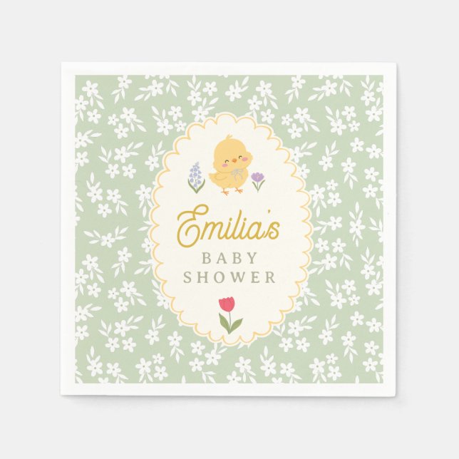 Chick Baby Shower Cute Paper Napkins Serviette (Vorderseite)