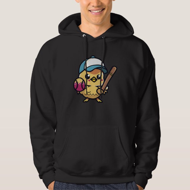 Chick Baseball Player Baseball Easter Hoodie (Vorderseite)