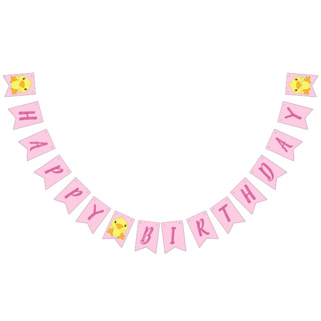 Chick Birthday Party Pink Wimpelkette (Alle)