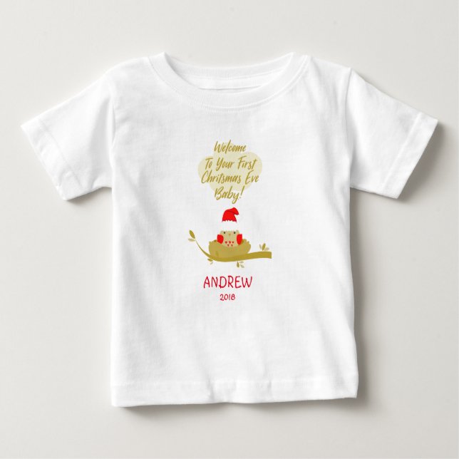 Chick in Nest First Christmas Baby T-shirt (Vorderseite)