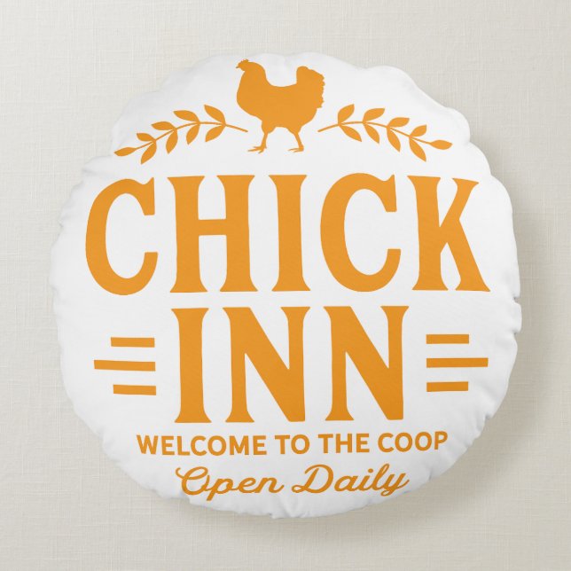 CHICK INN RUNDES KISSEN (Vorderseite)