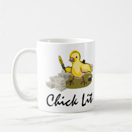 Chick Lit Writer with Paper and Feather Quill Kaffeetasse