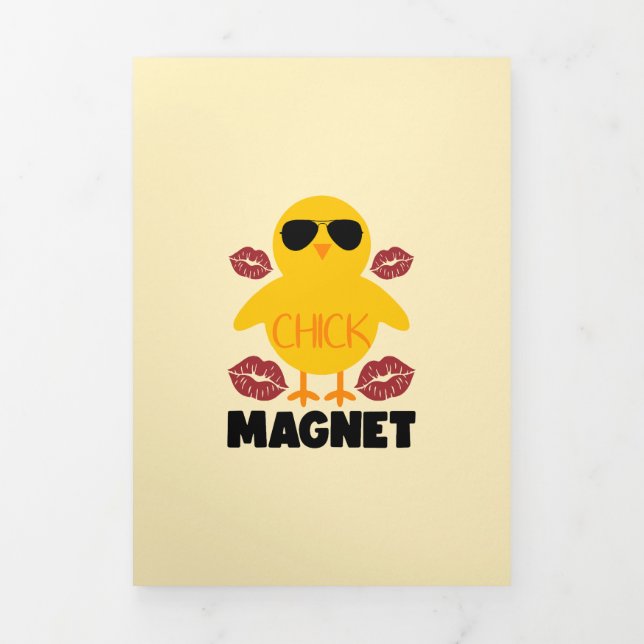 Chick Magnet Kisses Spring Happy Oaster Funny Dreifach Gefaltete Urlaubskarte (Cover)