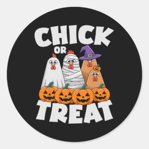 Chick Or Treat Bekleidung Halloween Lustiges Huhn  Runder Aufkleber