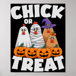Chick Or Treat Bekleidung Halloween Lustiges Hühne Poster