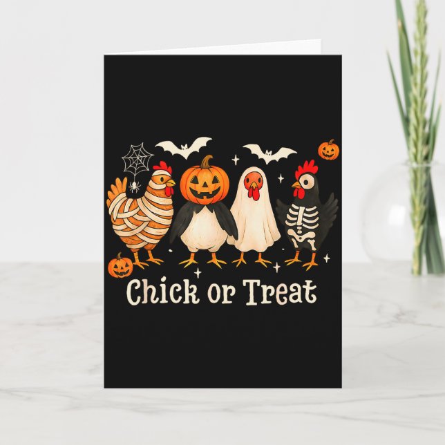 Chick Or Treat Funny Chicken Halloween Costume Chi Karte (Vorderseite)