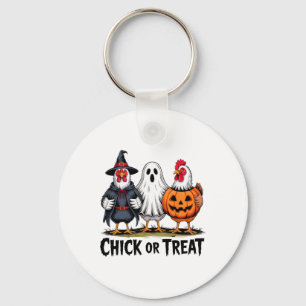 Chick Or Treat Gruselhexe Geist Kürbis Huhn Schlüsselanhänger