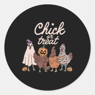Chick Or Treat Gruselige Jahreszeit Halloween Hühn Runder Aufkleber