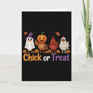 Chick Or Treat Halloween Hexe Gruseliger Hühnerhof Karte